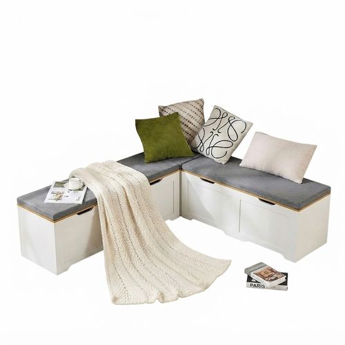 63-inch L-Shaped Storage Bench with Cushion